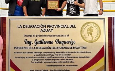Azuay entregó un Reconocimiento al Ing. Guillermo Baquerizo, Presidente de la Federación Ecuatoriana de Muaythai